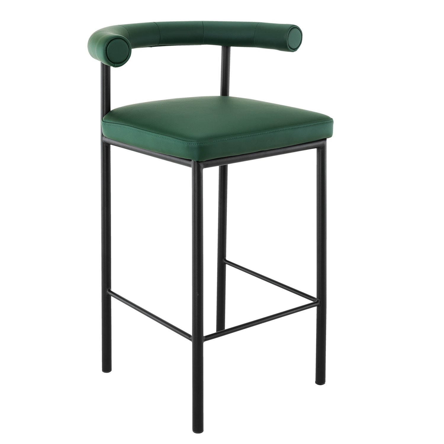 V240-BAR-STL-MRI-1045-GN-155273-00 Sarantino Cedric Bar Stool W/ High-density Foam Upholstered In Pu Leather Sturdy Iron Frame Green - Image 1