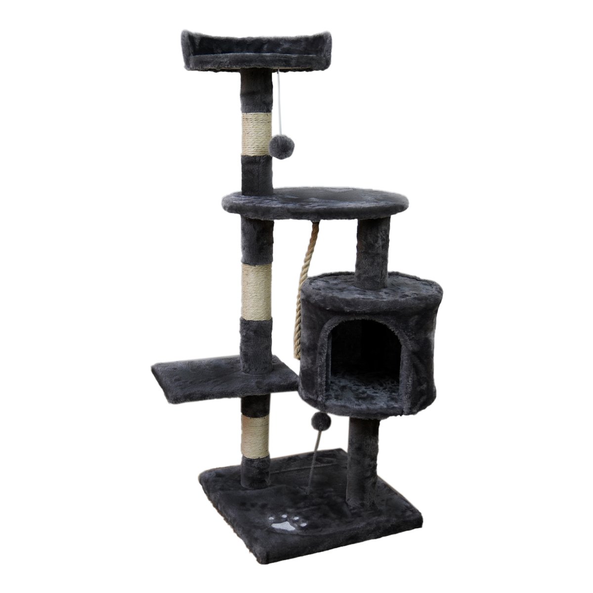 V240-CAT-EJT-364-DGY-71104-00 Furtastic 110cm Cat Tree Scratching Post - Dark Grey - Image 1