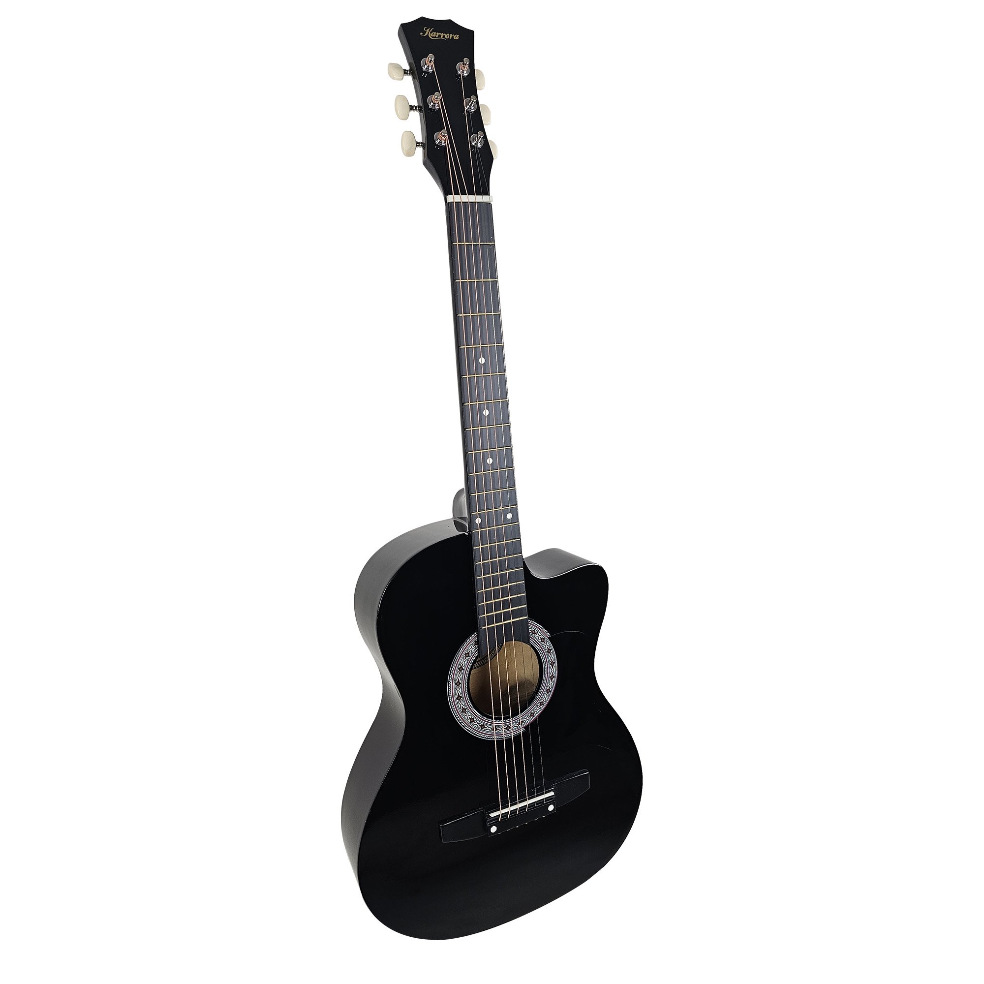 V240-CC38-BK-71698-00 Karrera 38in Cutaway Acoustic Guitar with guitar bag - Black - Image 1