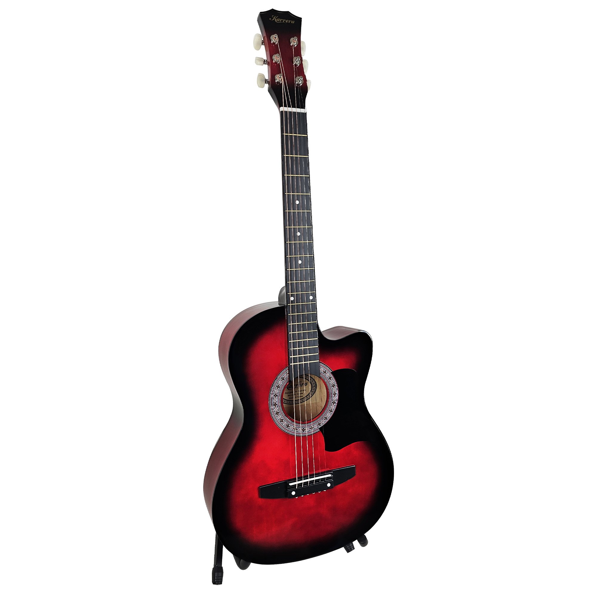 V240-CC38-PRO-SRD-71706-00 Karrera 38in Pro Cutaway Acoustic Guitar with guitar bag - Red Burst - Image 1