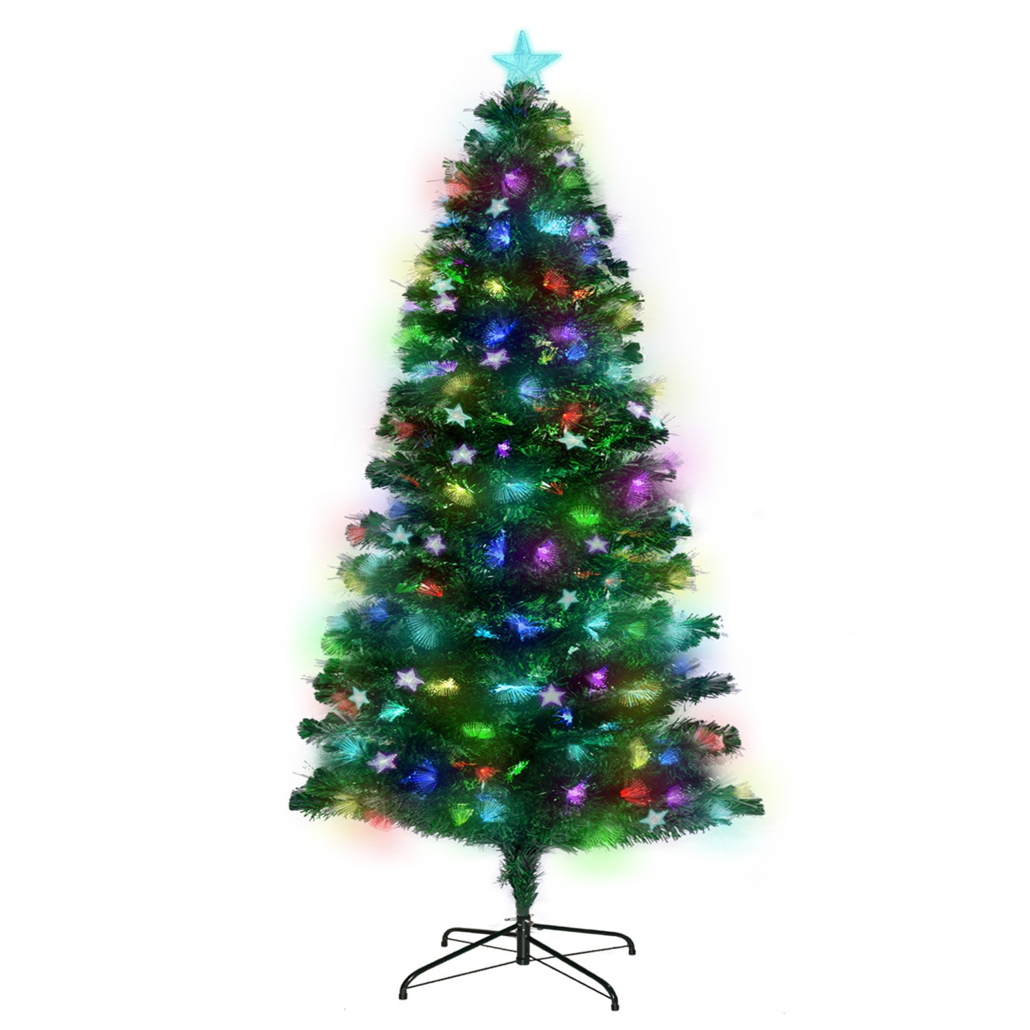 V240-CMT-JFA-180-OPF-73455-00 Christabelle 1.8m Enchanted Pre Lit Fibre Optic Christmas Tree Stars Xmas Decor - Image 1