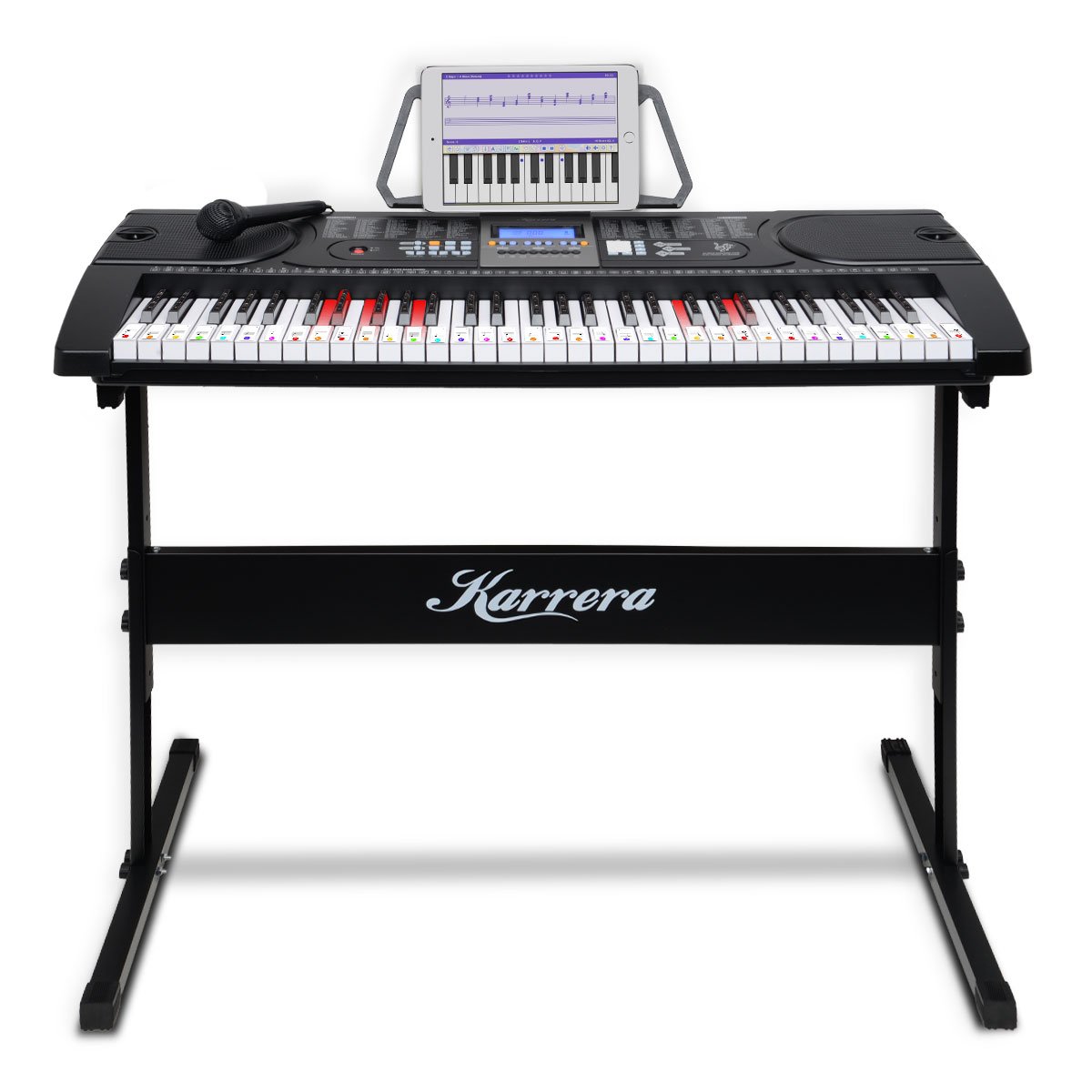 V240-EKB-CHJ-61-BK-LED-71670-00 Karrera 61 Keys Electronic LED Keyboard Piano with Stand - Black - Image 1