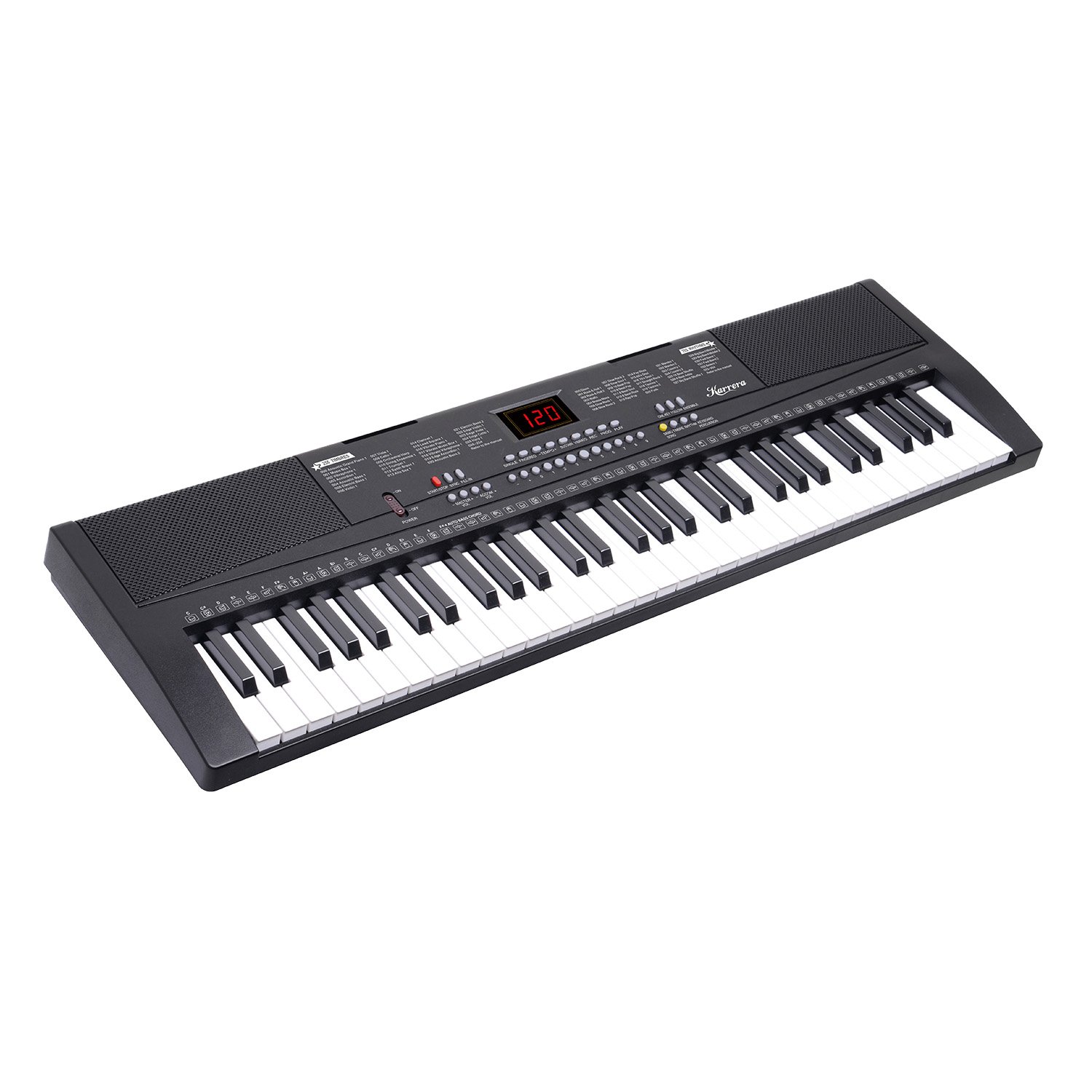 V240-EKB-CHJ-61-K33-97315-00 Karrera 61-key Electronic Led Keyboard 75cm Portable Piano In Black With Microphone Input, Headphone Output, 255 Timbres & Rhythms - Image 1