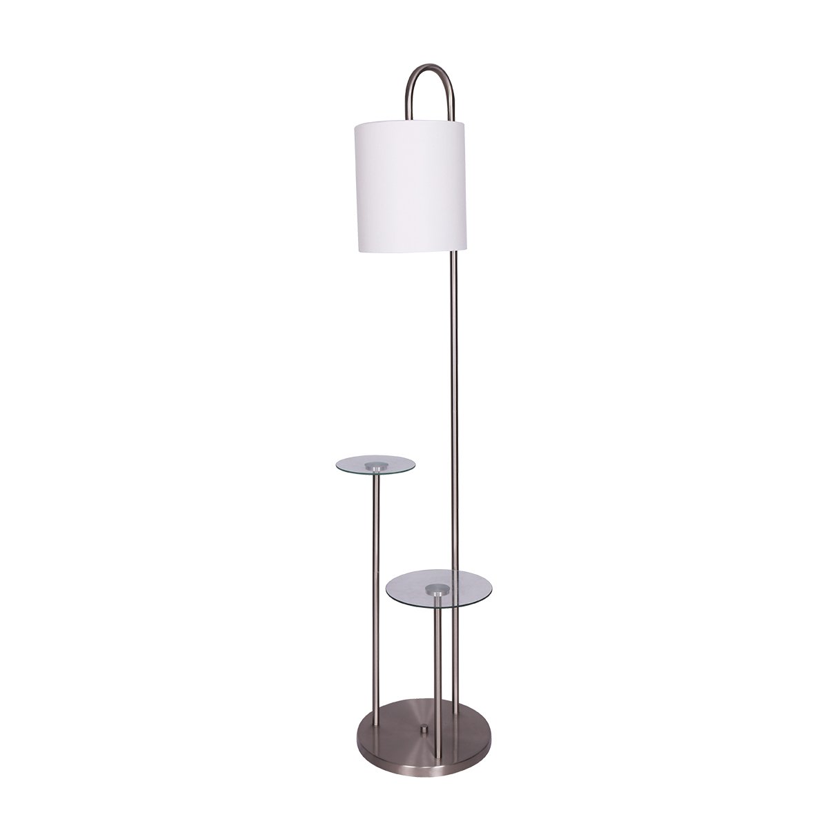 V240-LMP-MLM-50274-71628-00 Sarantino Metal Floor Lamp with Glass Shelves - Image 1