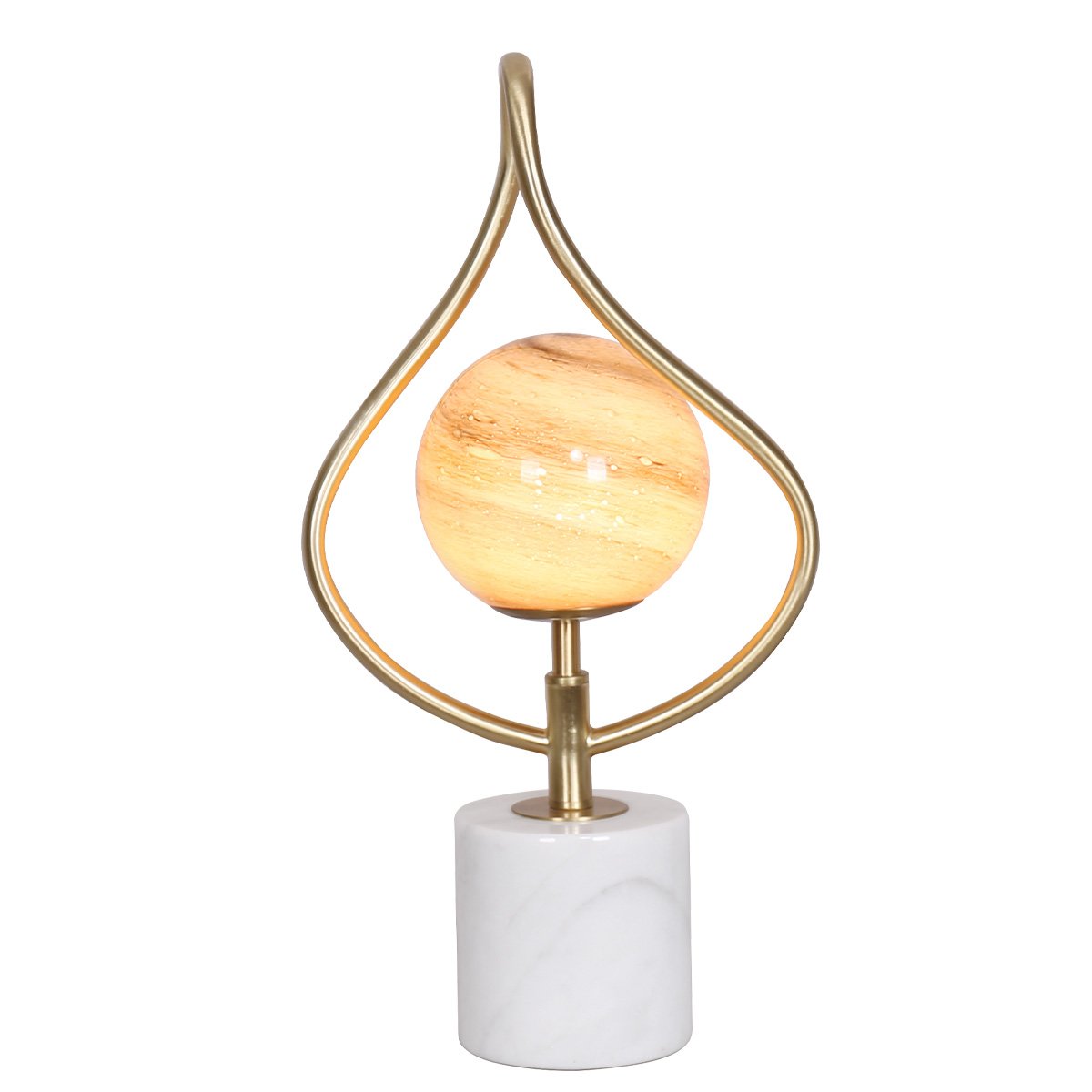 V240-LMP-MLM-6925-96310-00 Sarantino Sculptural Orange Glass Table Lamp With White Marble Base - Image 1