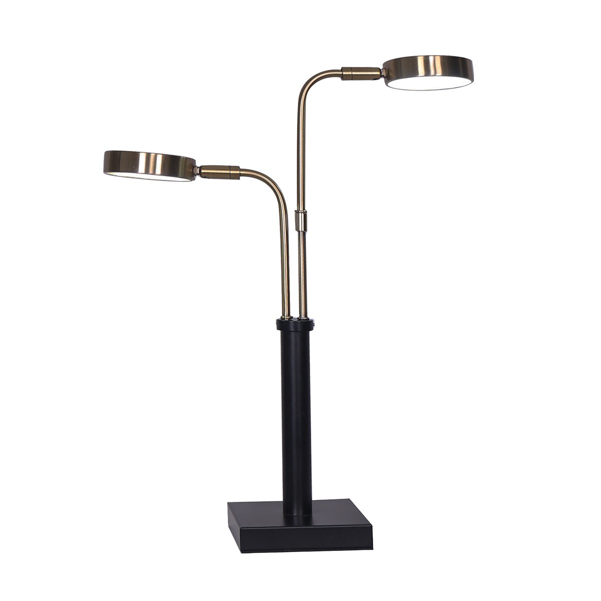 V240-LMP-MLM-ML82617-T-71521-00 Sarantino LED Metal Table Lamp with 2 Lights Brushed Gold Black Finish - Image 1