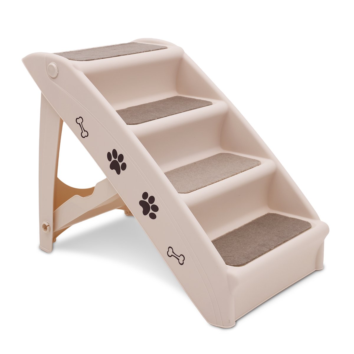 V240-PTS-EJE-433-WH-71109-00 Furtastic Foldable Pet Stairs In White - 50cm Dog Ladder Cat Ramp - Image 1
