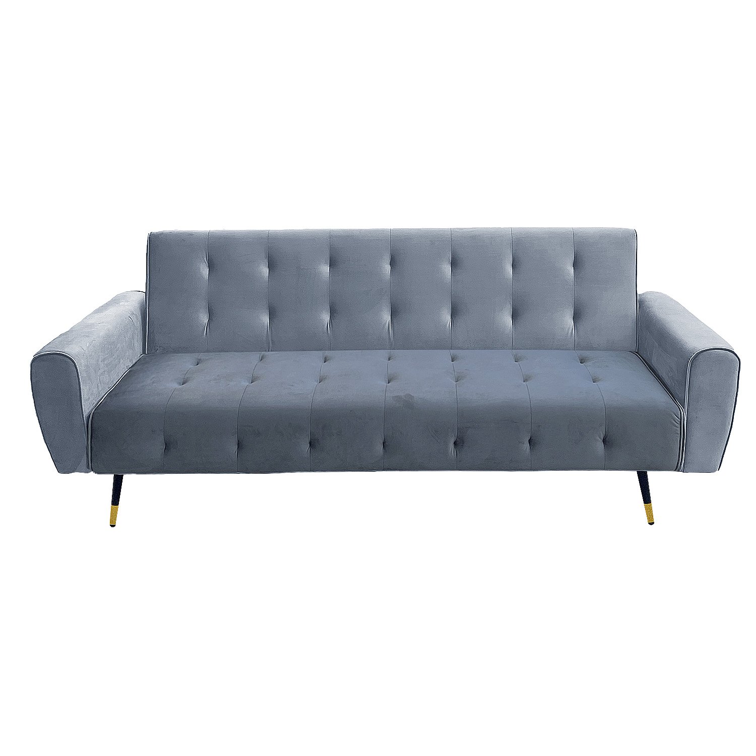 V240-SOFA-6001-VEL-LGY-70517-00 Sarantino Ava 3-seater Tufted Velvet Sofa Bed By Sarantino - Light Grey - Image 1