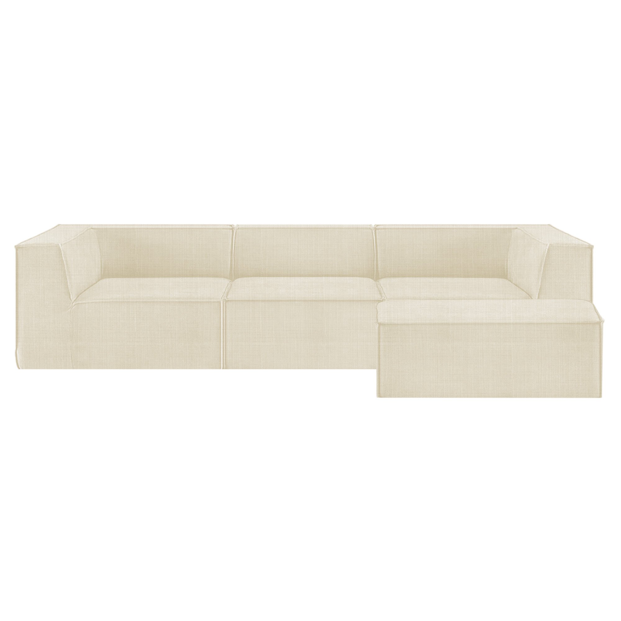 V240-SOFA-MLM-232-CM-202506301552-00 Sarantino Novi 3-Seater Modular Sofa with Ottoman in Cream Non-Slip Bottom Lounge - Image 1