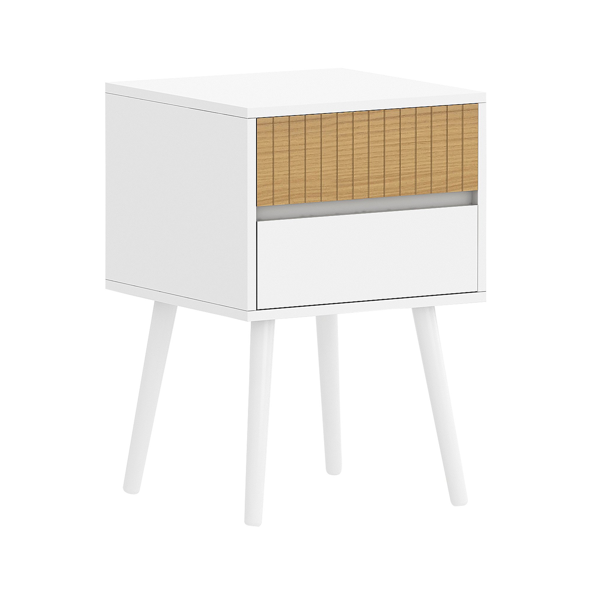 V240-TBL-707-6YQ-WHN-158406-00 Sarantino Clio Bedside Table Night Stand - White/natural - Image 1