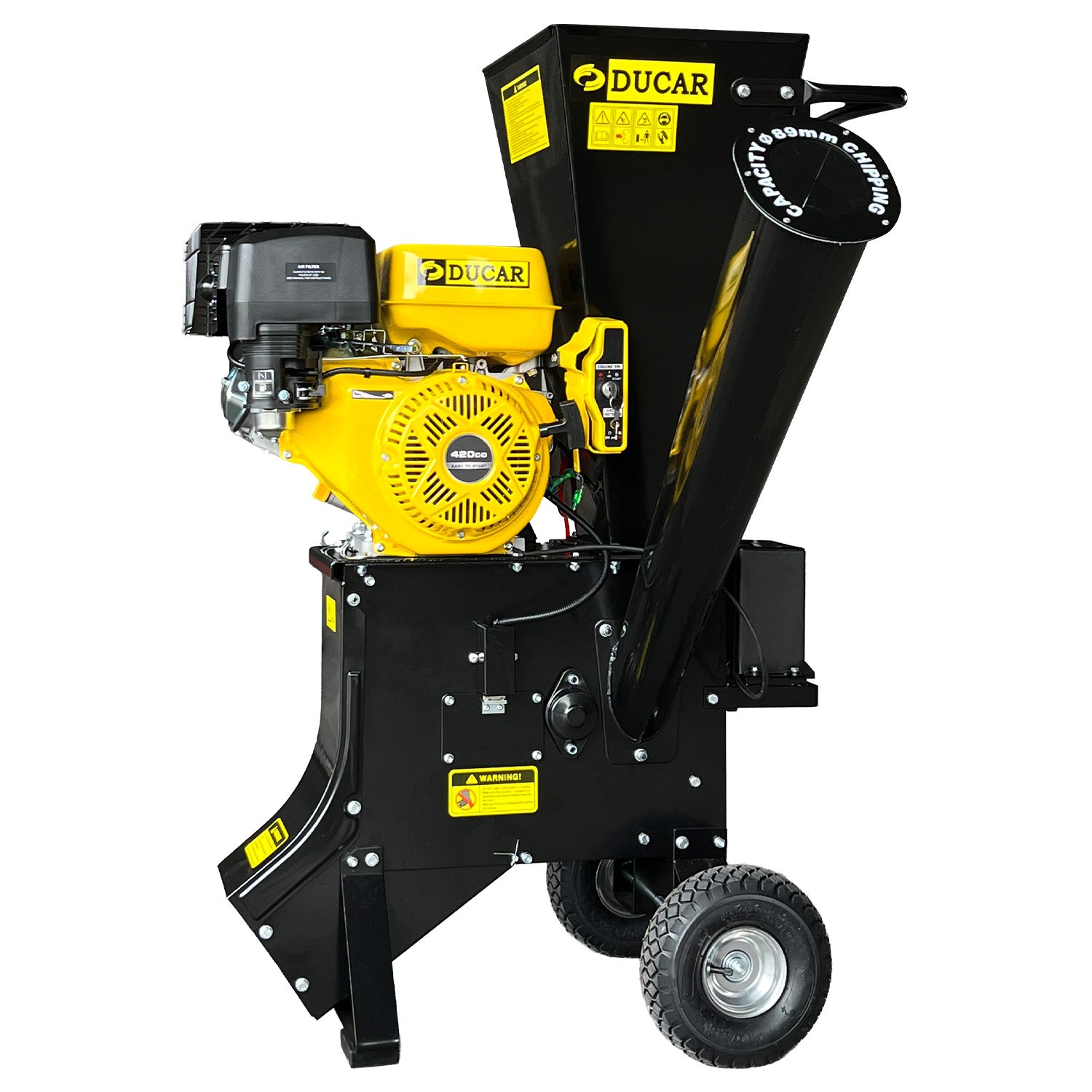 V240-WCP-601C-YLBK-202506241228-00 Ducar 89mm Key Electric Start Wood Chipper 420cc 15hp 4-stroke Engine Unleaded Petrol Garden Shredder Mulcher Grinder - 601c Black - Image 1