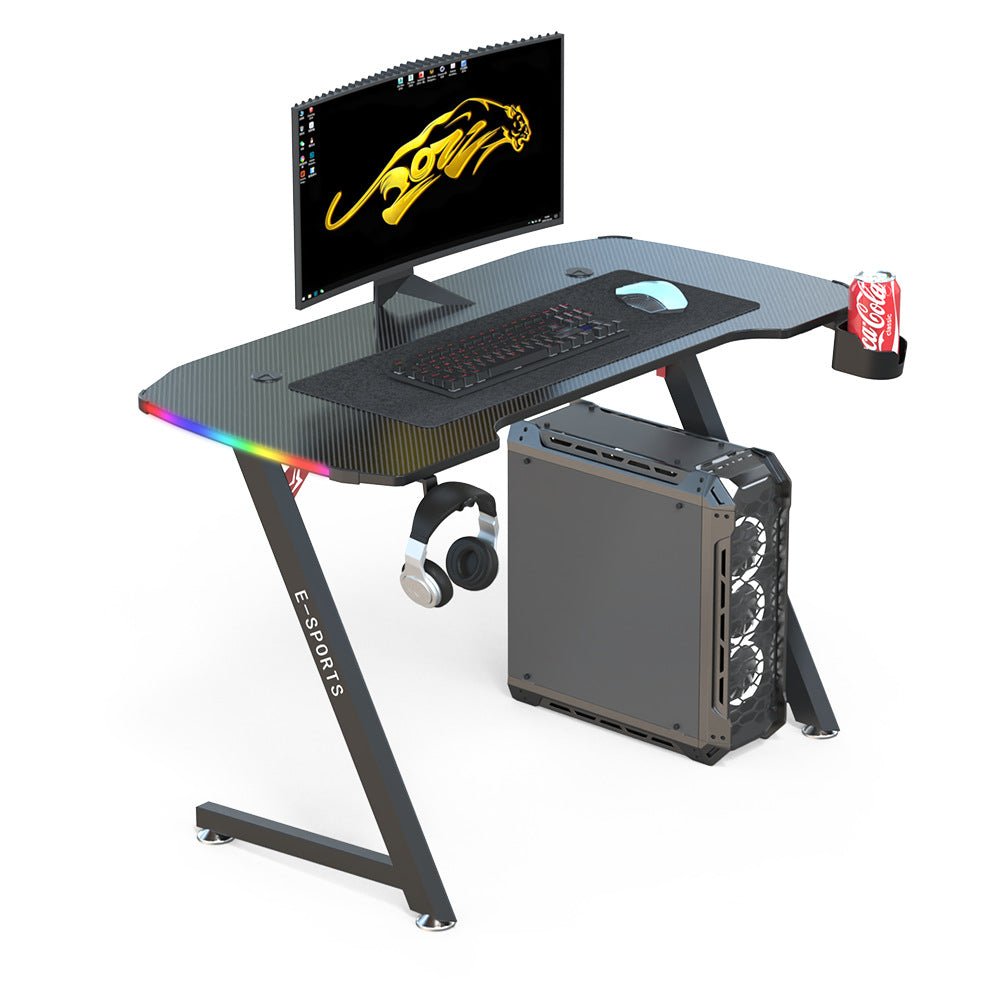 V255-BEISIJIE-K-Z-120-216826-00 120cm New Arrive Computer Table Z Shaped Gaming Desk With RGB Led Lights Gaming Tables - Image 1