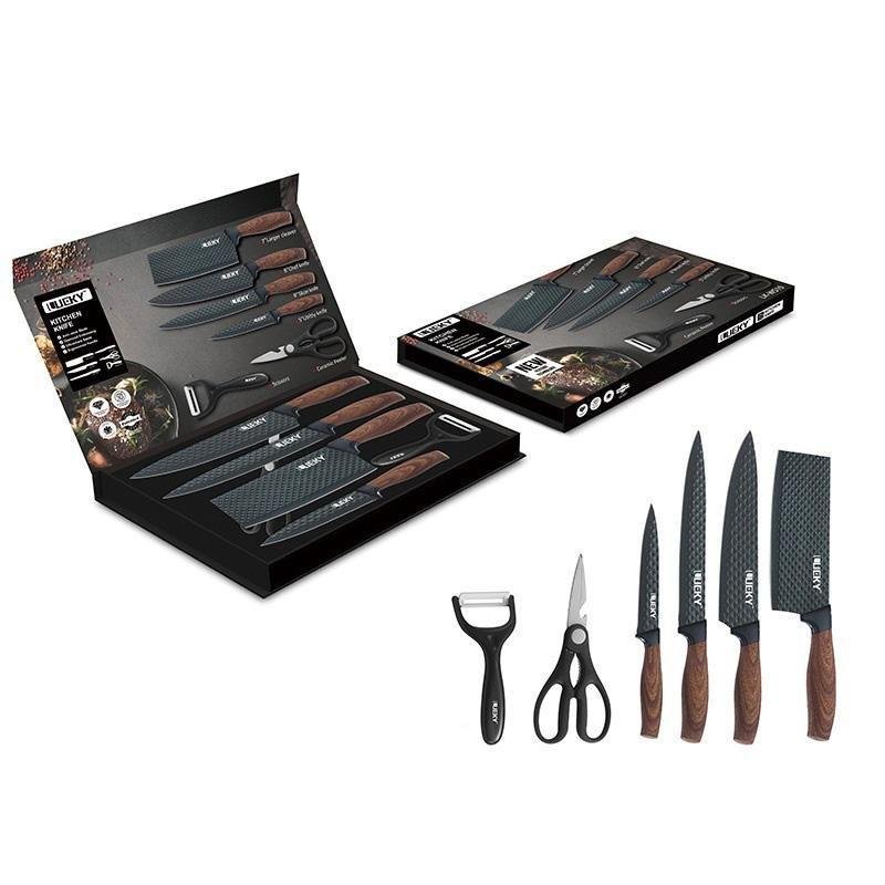 V255-LK-012-53368-00 6 pieces Kitchen Knife Set Everich Chef Knives Stainless Steel Nonstick Scissor - Image 1
