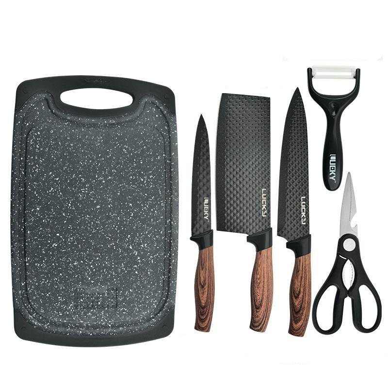 V255-LK-CB02-53417-00 6 pieces Kitchen Knife Set Everich Chef Knives Stainless Steel Nonstick Scissor Cutting Board - Image 1