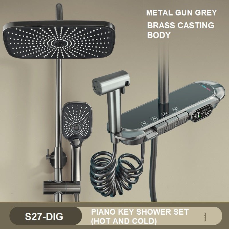 V255-S27-DIG-151101-00 Geobella S27 Luxury Shower System Hot Cold Mixer Shower Set Bathroom Thermostatic SPA Rainfall Bath Tap Bathtub Wall Mount LED Digital Faucet - Image 1