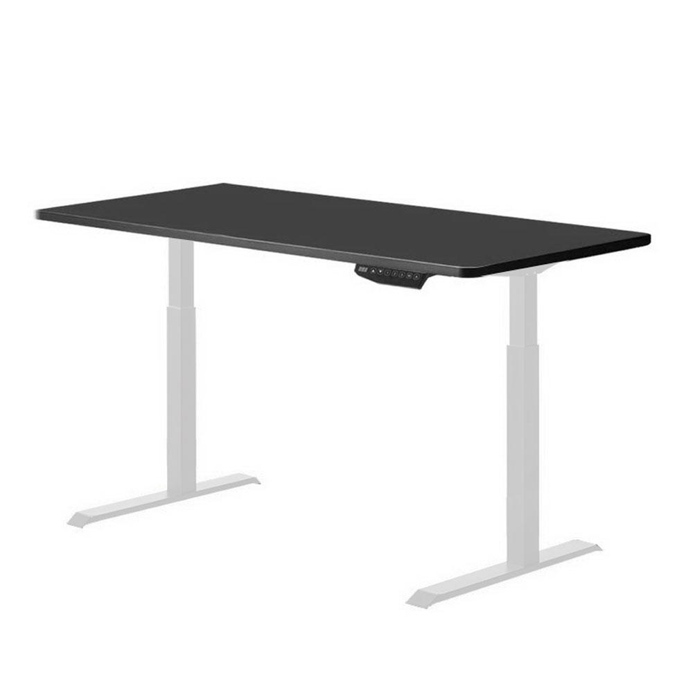 V255-SMG-140B-53160-00 140cm Standing Desk Height Adjustable Sit Stand Motorised Grey Single Motor Frame Black Top - Image 1