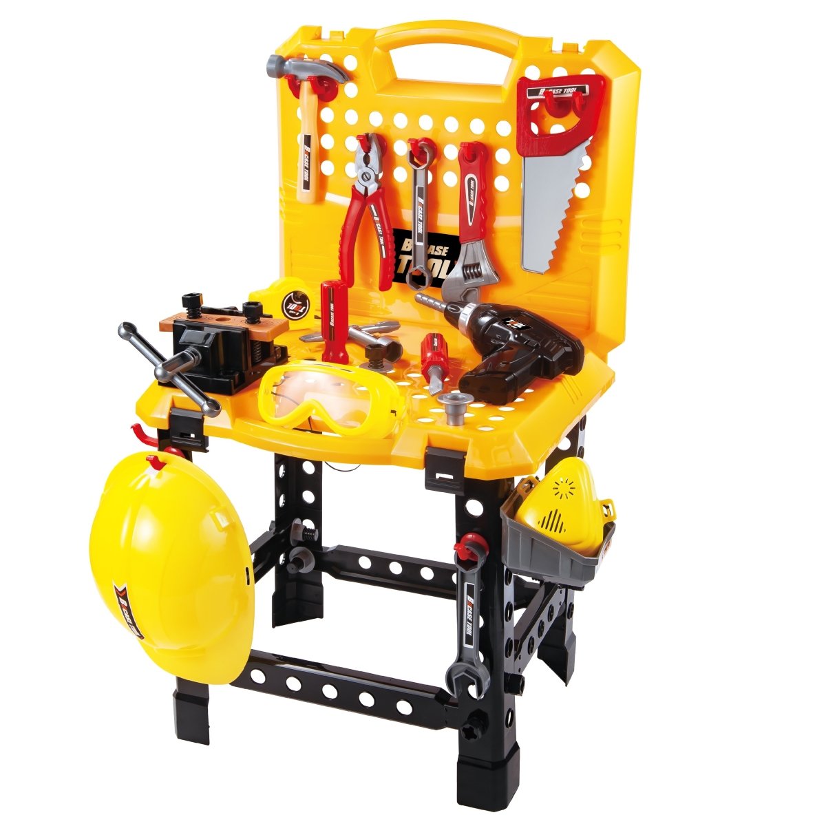 V255-T101-N-53308-00 Toy Power Workbench, Kids Power Tool Bench Construction Set with Tools and Electric Drill - Image 1