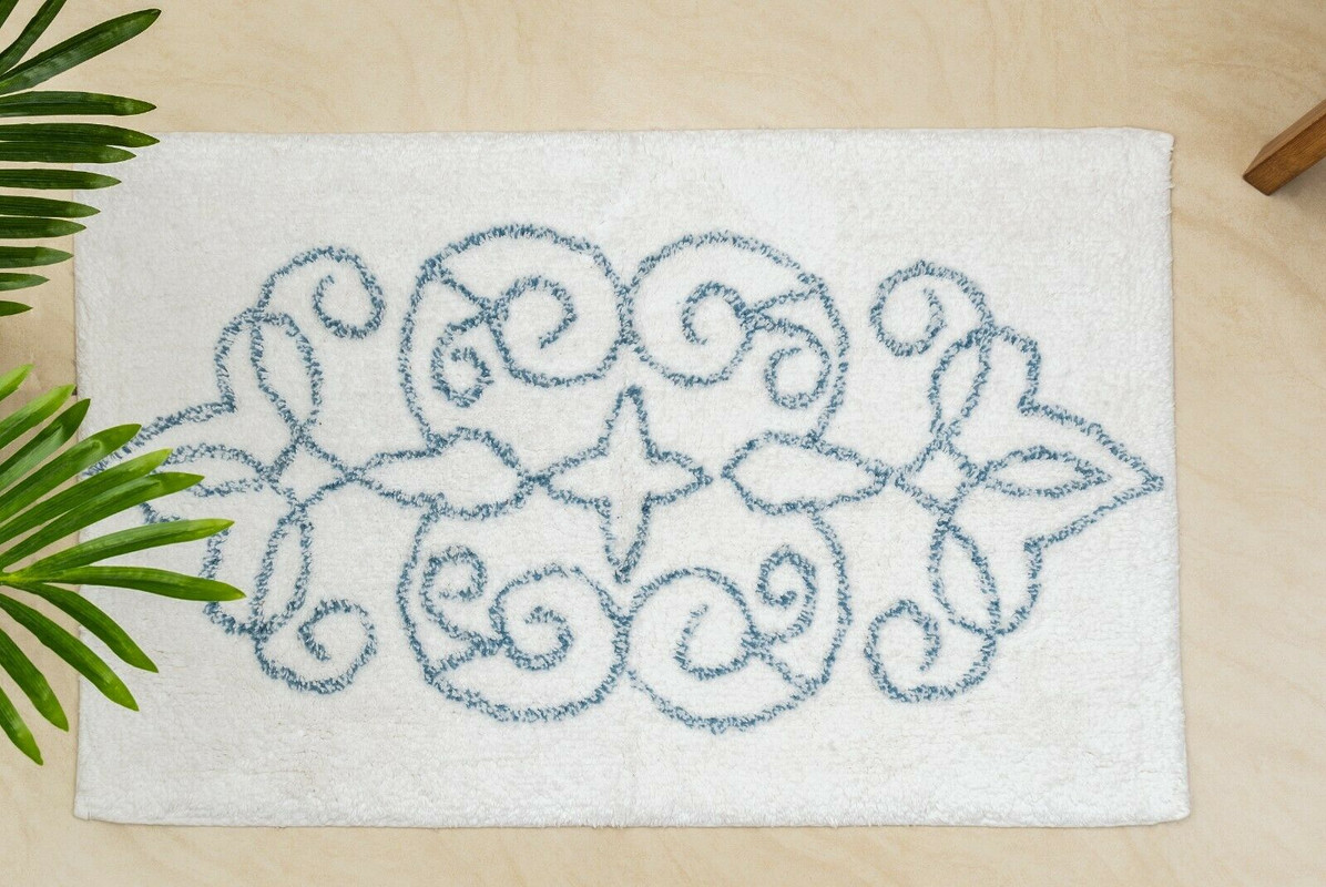 V262-CI-STK-001M-s-l1600-8-00 Cotton Medallion Tufted Non Slip Jacquard Bath mat - Image 1