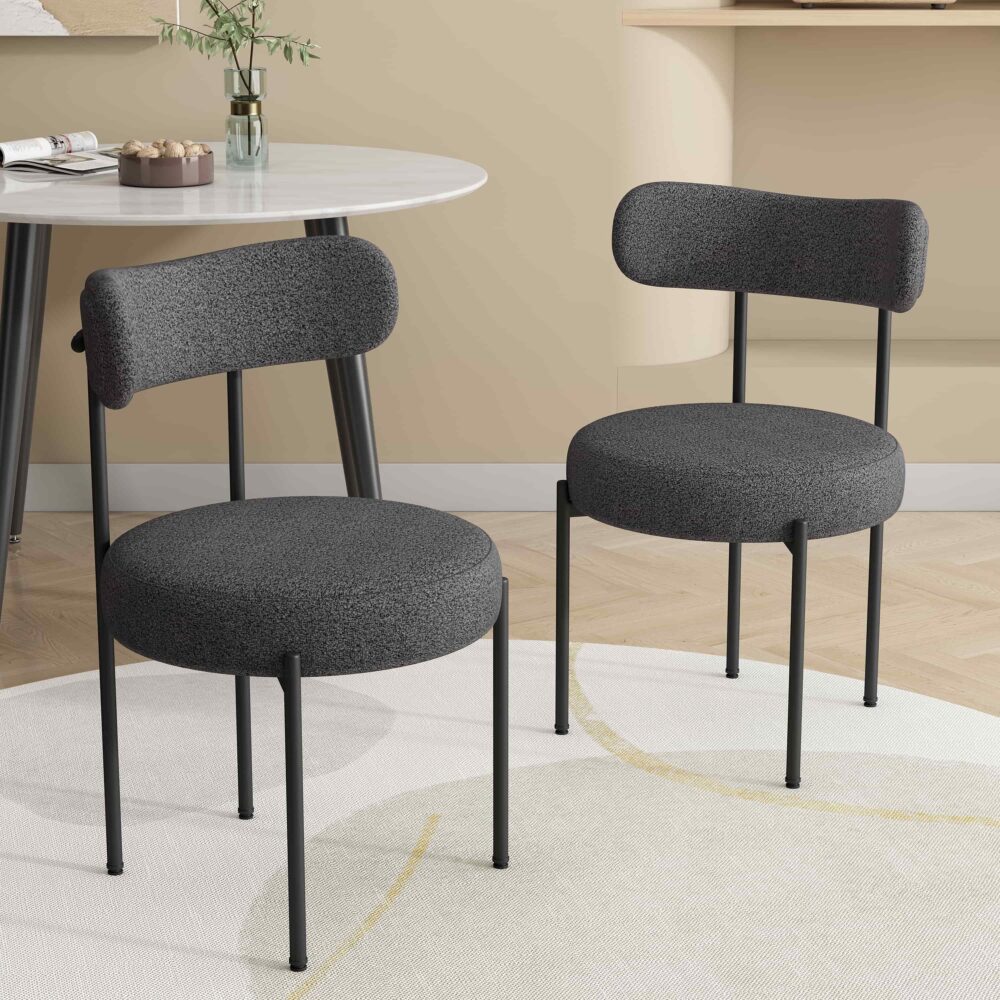 V264-DNC-416B-CHL-02-1-189414-00 Charcoal Chic Boucle Elsa Dining Chairs - Image 1