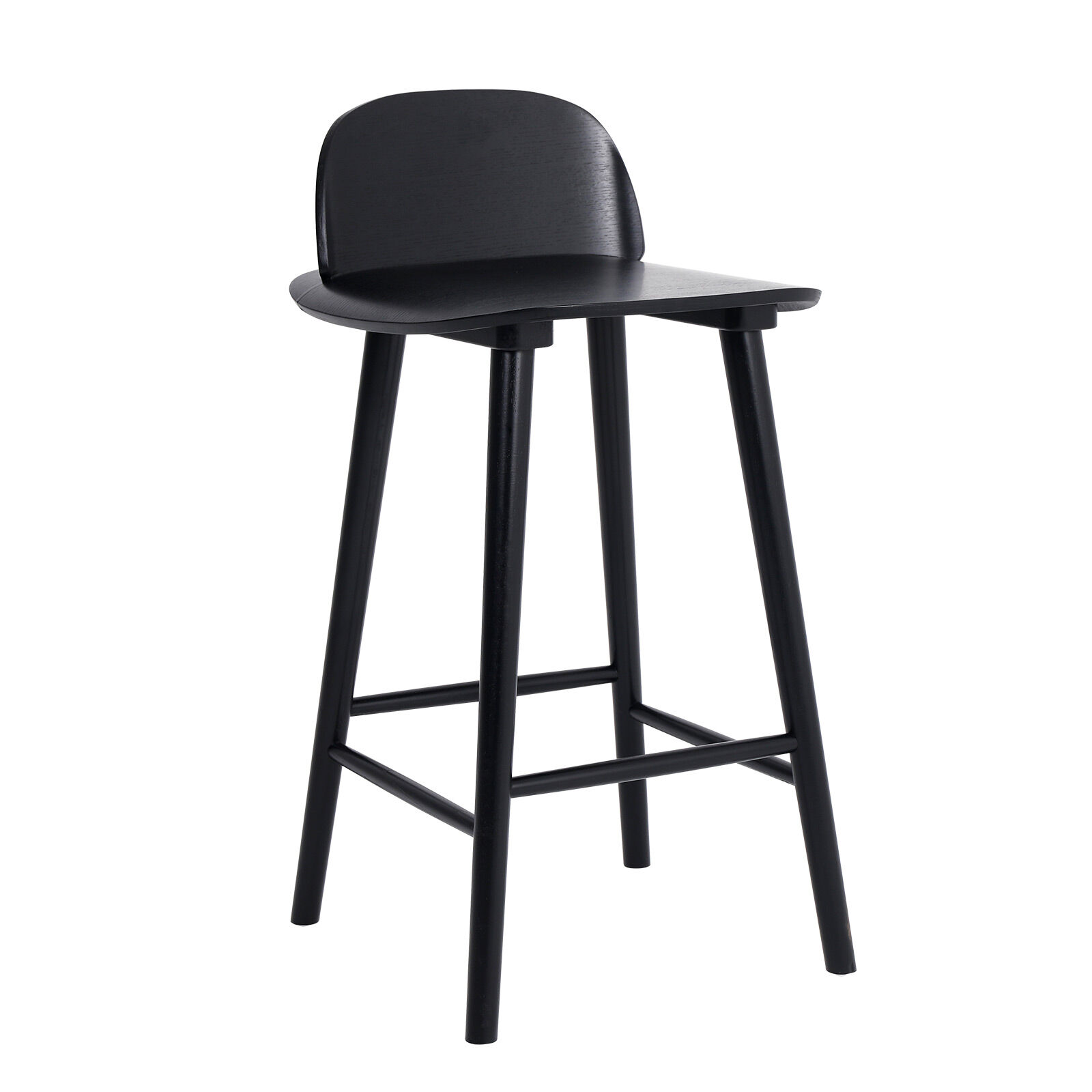 V274-FT-BSWO-LY038-BK-202504141848-00 Wooden Bar Stool Dining Chair Ash Wood ELISE 65cm BLACK - Image 1