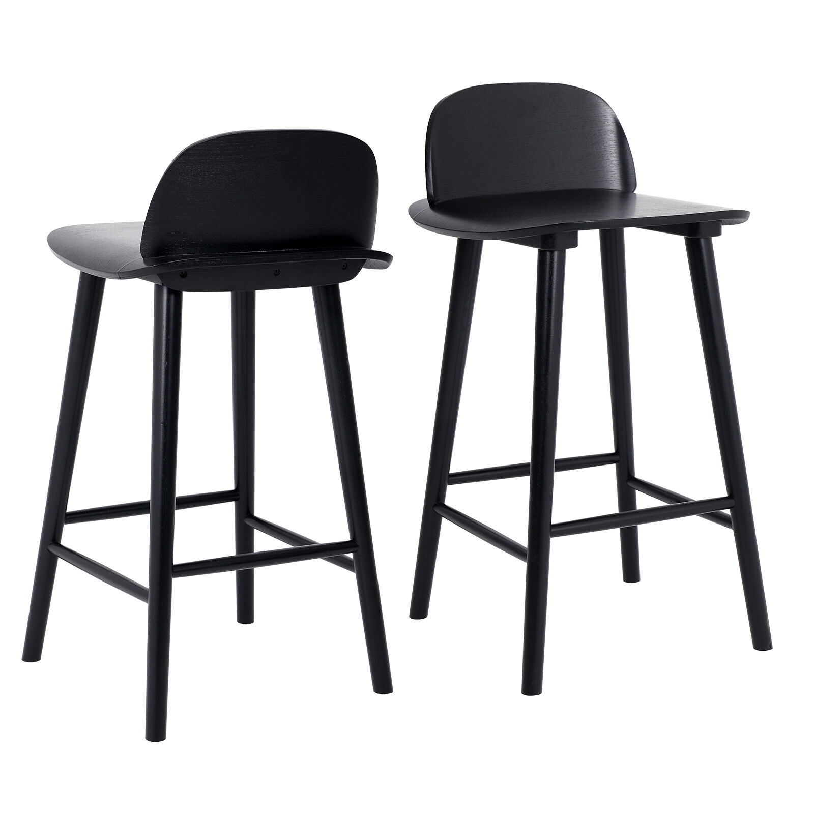 V274-FT-BSWO-LY038-BK2-202504141901-00 2X Wooden Bar Stool Dining Chair Ash Wood ELISE 65cm BLACK - Image 1