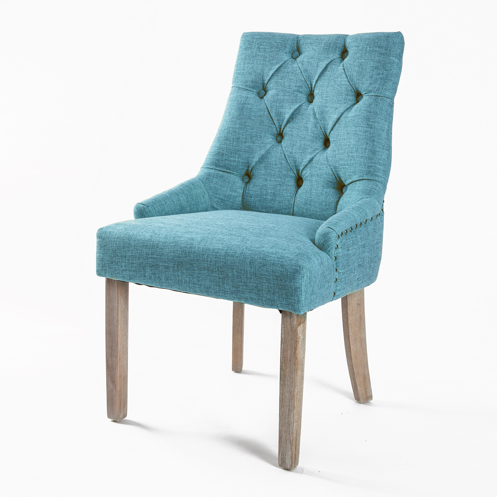 V274-FT-FC8443-BU1-FT-FC8443-BU1-00 French Provincial Dining Chair Oak Leg AMOUR BLUE - Image 1