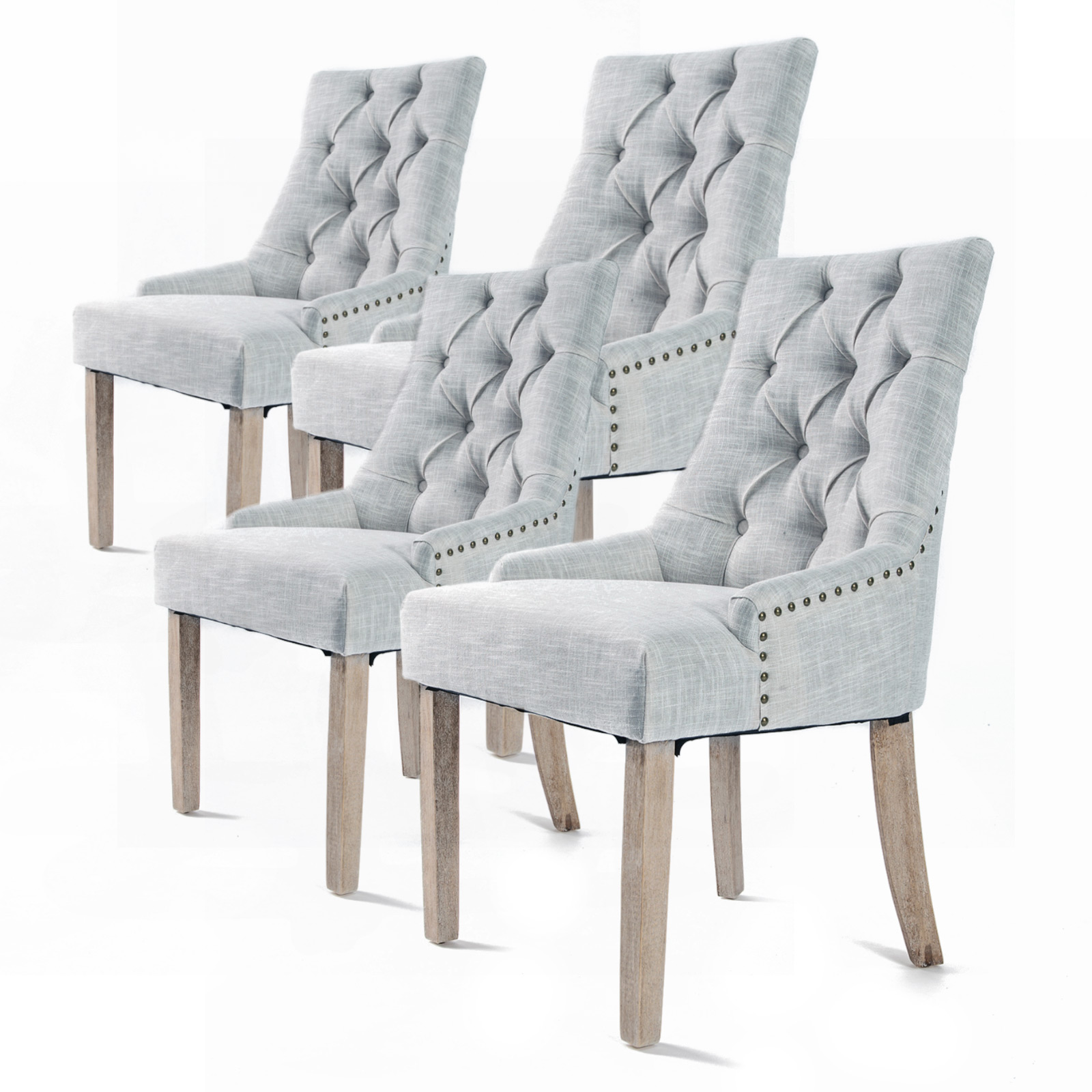 V274-FT-FC8443-GY4-FT-FC8443-GY4-00 4X French Provincial Dining Chair Oak Leg AMOUR GREY - Image 1