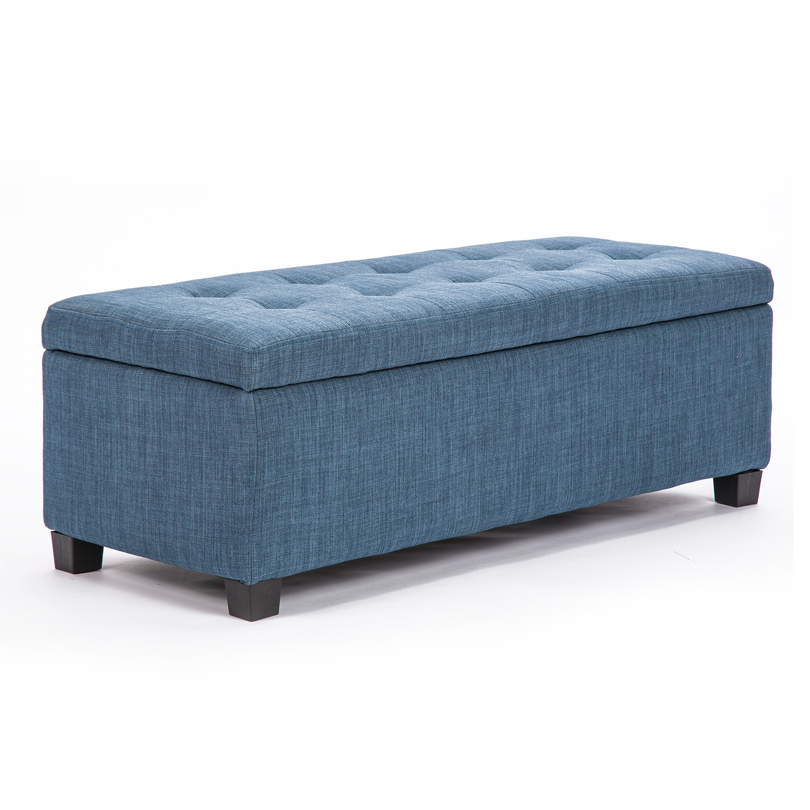V274-FT-GQ003-DBU-64806-00 Storage Ottoman Stool 102cm Fabric DARK BLUE - Image 1
