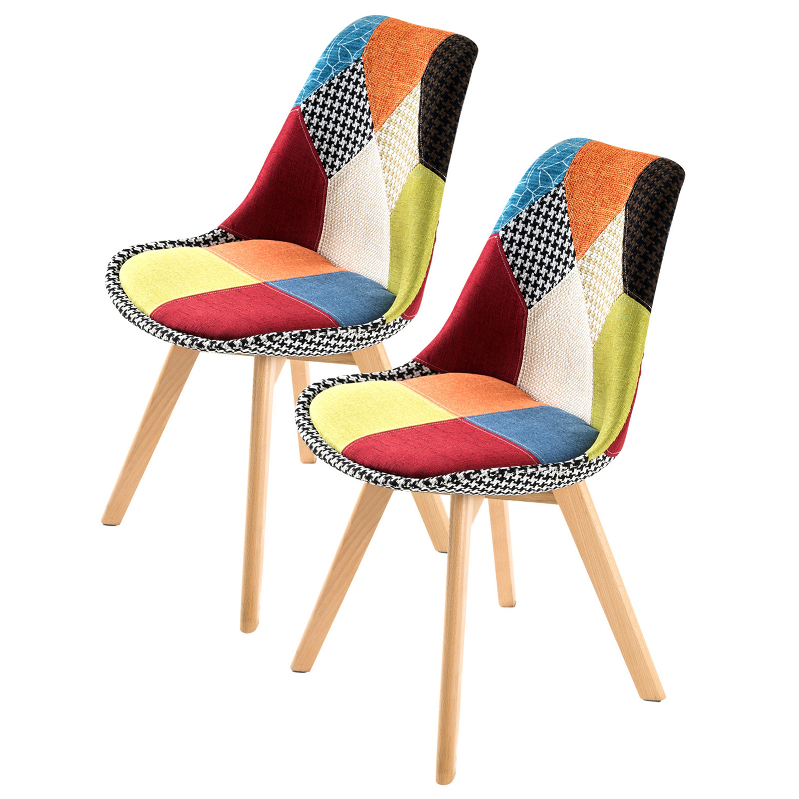 V274-FT-J900B-MUT2-FT-J900B-MUT2-00 2X Retro Dining Cafe Chair Padded Seat MULTI COLOUR - Image 1