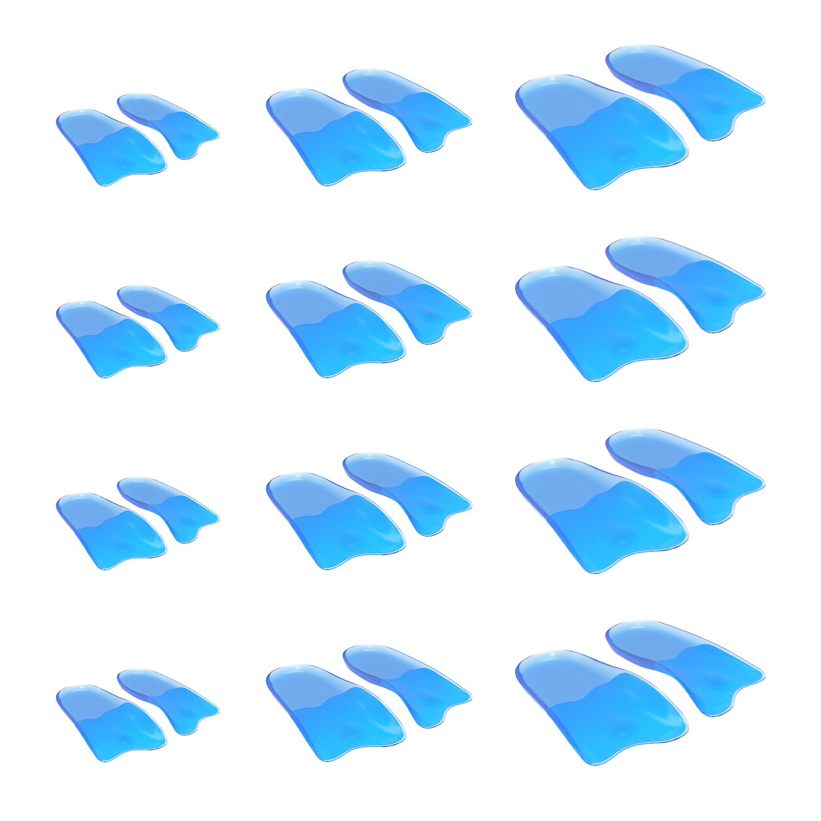 V274-GM-BI-INSOLE-HF-SML4-52570-00 4X Set Half Insoles Shoe Inserts 3-Size Combo Gel Arch Support Foot Pad - Image 1
