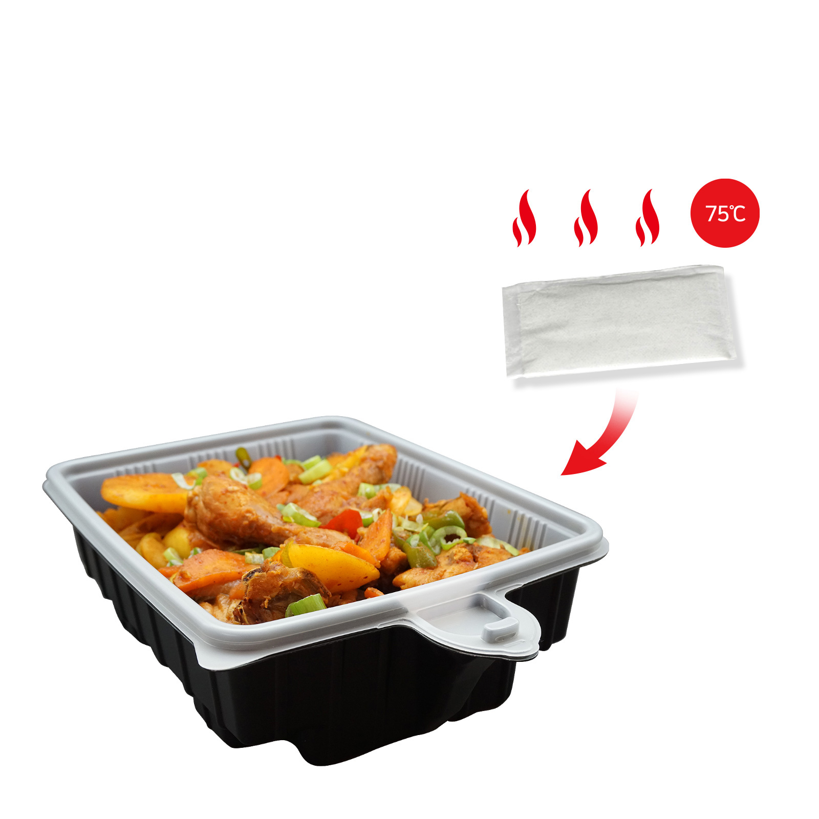 V274-HA-SR-20HE-83982-00 5 Pack Dalat Heating Lunch Box Container 33cm Rectangle + Heating Bag - Image 1