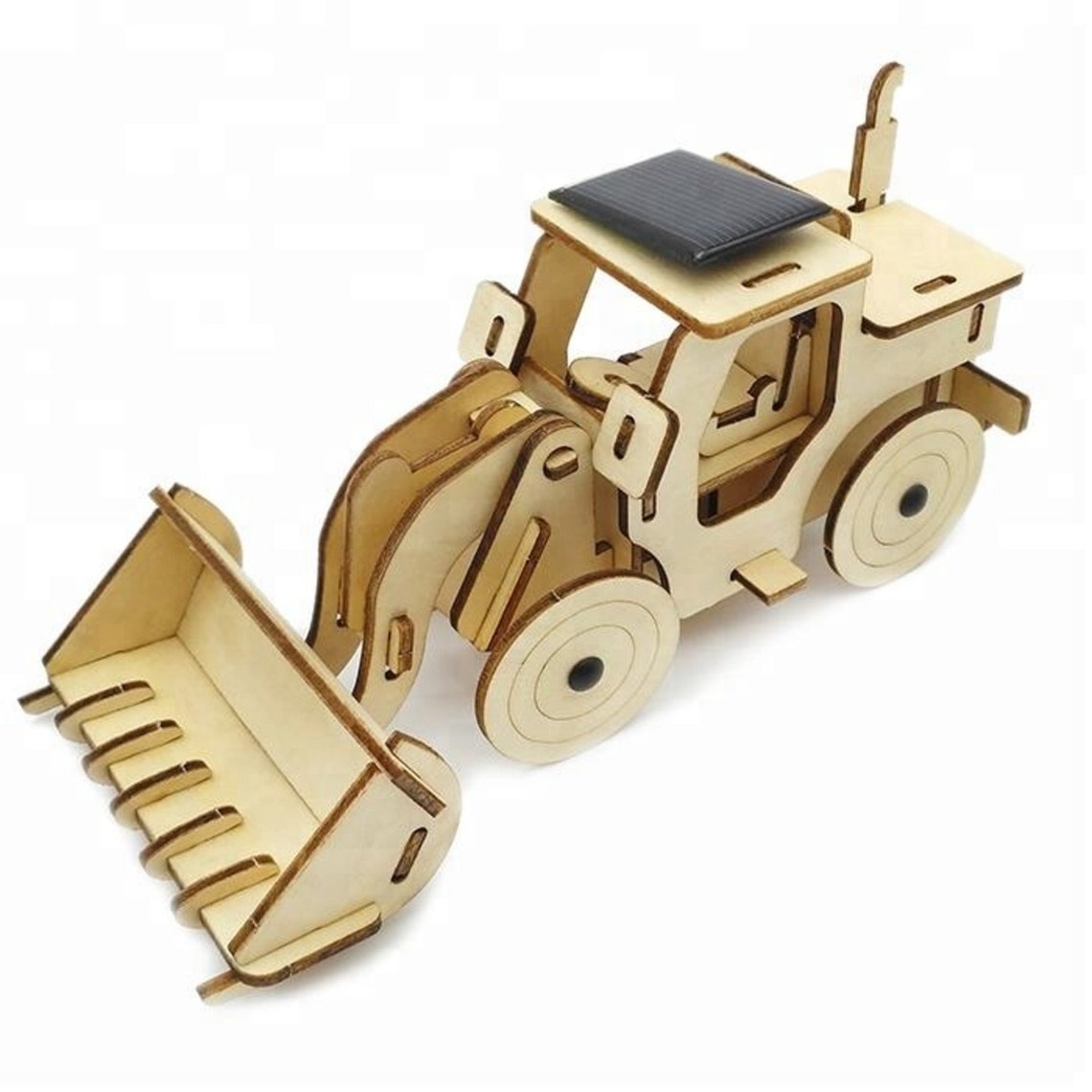 V277-BULLDOZERPZ016-il_1140xN.2785386692_bkcz-00 Model Bulldozer Tipper truck: Solar or battery powered plywood model-includes Motor or Solar powered options plus paint brush set - Image 1