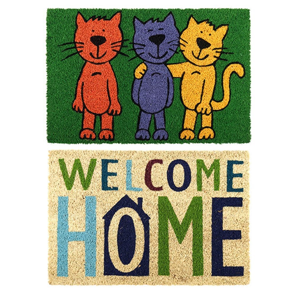 V278-2-X-63994-DOOR-MAT-66459-00 YES4HOMES 2 x Doormat for Front Door Entryway Cursive Natural Coconut Coir Floor mat Outdoor 40x60cm - Image 1
