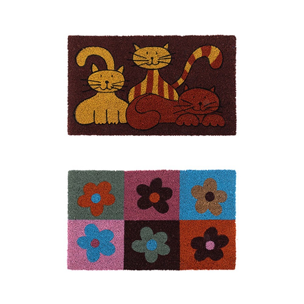 V278-2-X-66726-DOOR-MAT-L-67862-00 YES4HOMES 2 x Doormat for Front Door Entryway Cursive Natural Coconut Coir Floor mat Outdoor 45x75cm - Image 1