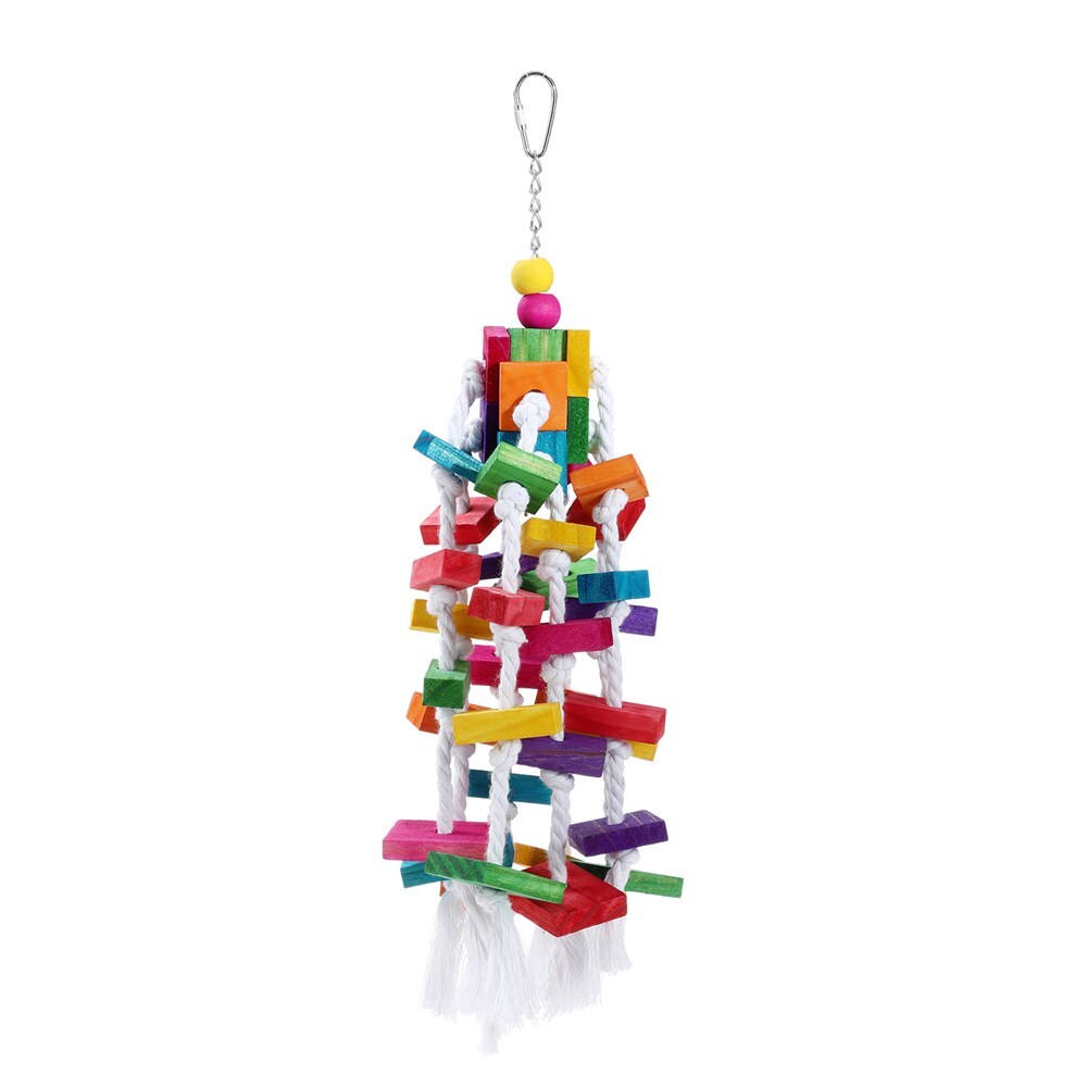 V278-3-X-11284-BIRDTOY-66766-00 YES4PETS 3 x Large Wood Hanging Swing Bird Parrot Parakeet Cockatiel Budgie Rope Toy - Image 1