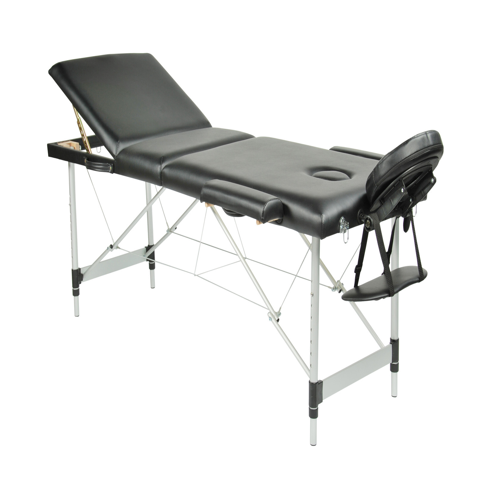 V278-3FOLD-ALUM-MTA03-BK-65542-00 YES4HOMES Black 3 Fold Portable Aluminium Massage Table Massage Bed Beauty Therapy - Image 1