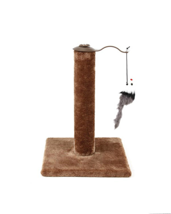 V278-55651_BROWN-85653-00 YES4PETS Cat Kitten Single Scratching Post with Toy-Brown - Image 1