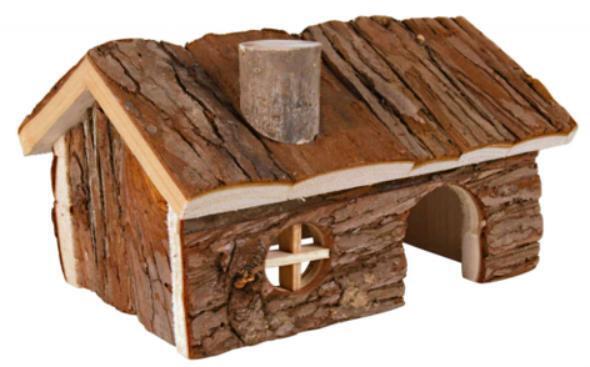 V278-6160-PET-HOUSE-88332-00 YES4PETS Natural Wooden Hamster Wooden House Small Pet Hideout with Chimney - Image 1