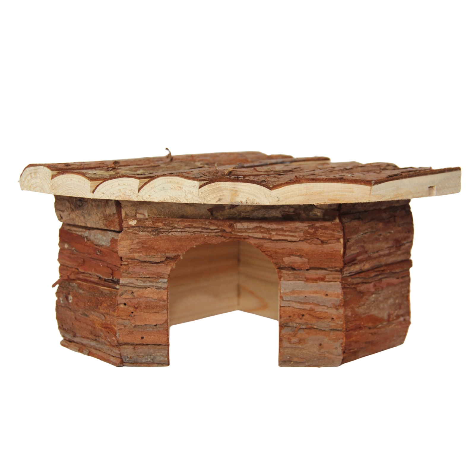 V278-62042-CORNER-SHELTER-M-88329-00 YES4PETS M Natural Wooden Hamster Mouse Gerbil Playground Rats Pets Toys Play Small Birds House - Image 1