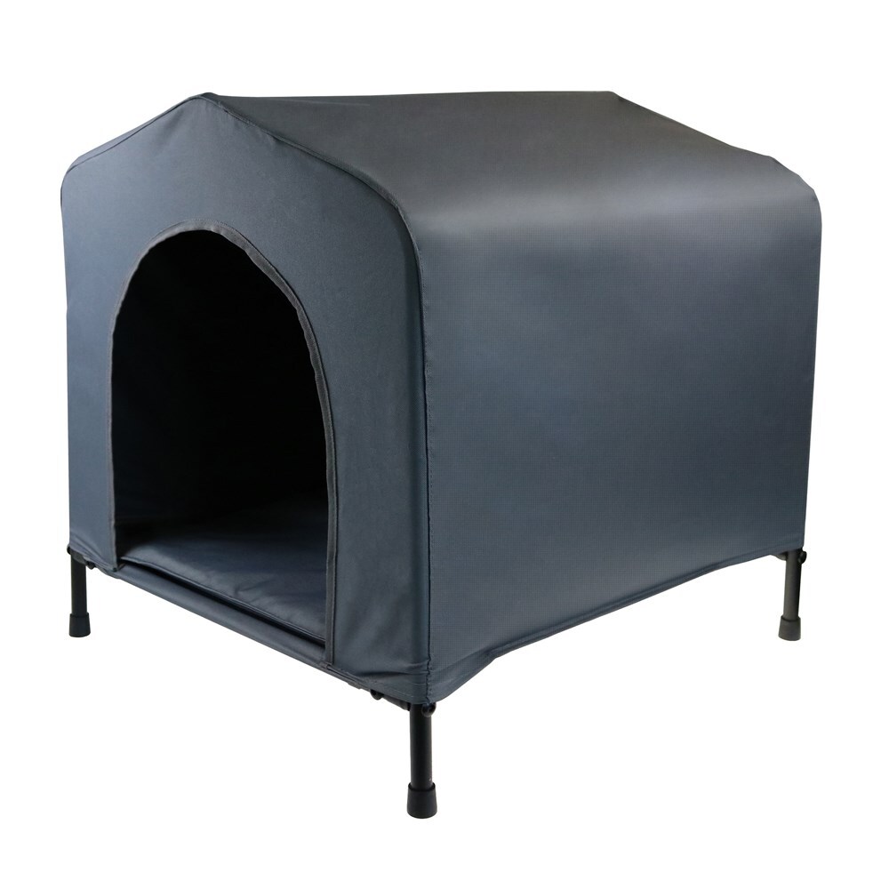 V278-68397-M-ELEVATED-HOUSE-89506-00 Grey M Portable Flea and Mite Resistant Dog Kennel House W Cushion - Image 1