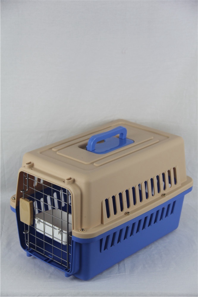 V278-AA1-BLUE-85591-00 YES4PETS Small Dog Cat Crate Pet Carrier Airline Cage With Bowl and Tray-Blue - Image 1