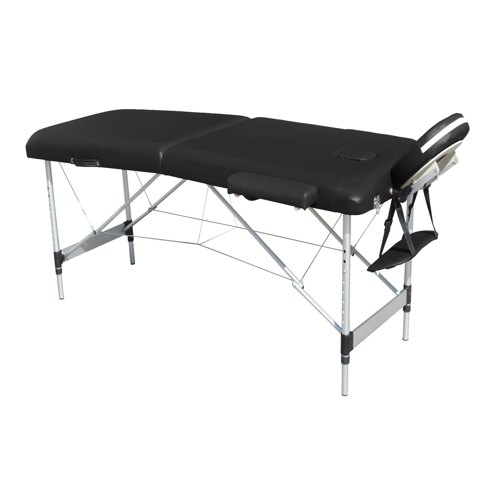 V278-ALUM-FOLD2-60F-BK-65537-00 YES4HOMES 2 Fold 6cm Thickness Foam Portable Aluminium Massage Table Massage Bed Beauty Therapy Black - Image 1
