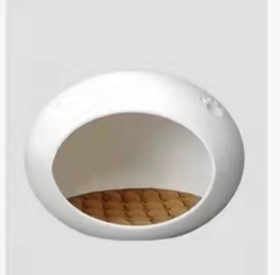 V278-BP228-CAT-NEST-WHITE-67802-00 YES4PETS Medium Cave Cat Kitten Box Igloo Cat Bed House Dog Puppy House White - Image 1