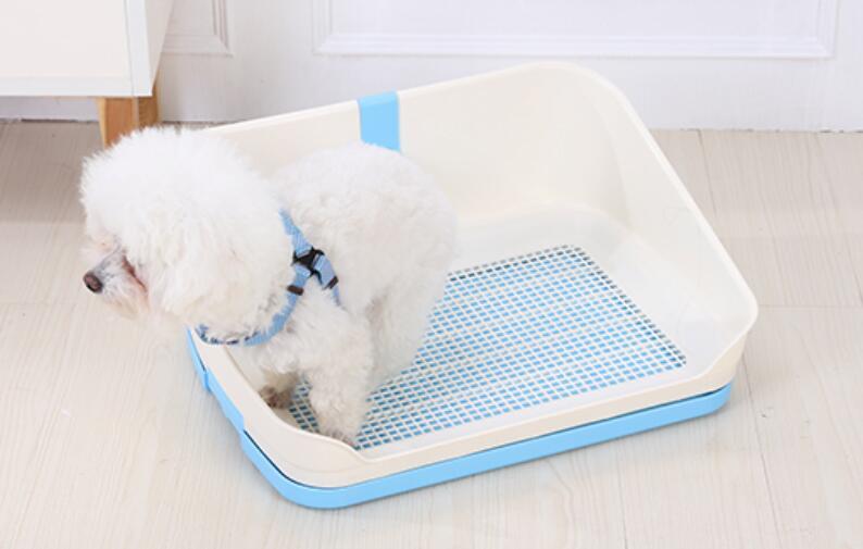 V278-BP301-PET-POTTY-BLUE-66019-00 YES4PETS Medium Portable Dog Potty Training Tray Pet Puppy Toilet Trays Loo Pad Mat With Wall Blue - Image 1