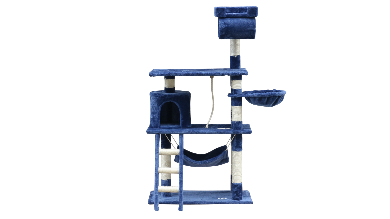 V278-CT140_BLUE-85625-00 YES4PETS 140 cm Cat Kitten Scratching Post Tree W ladder & Hammock-Blue - Image 1