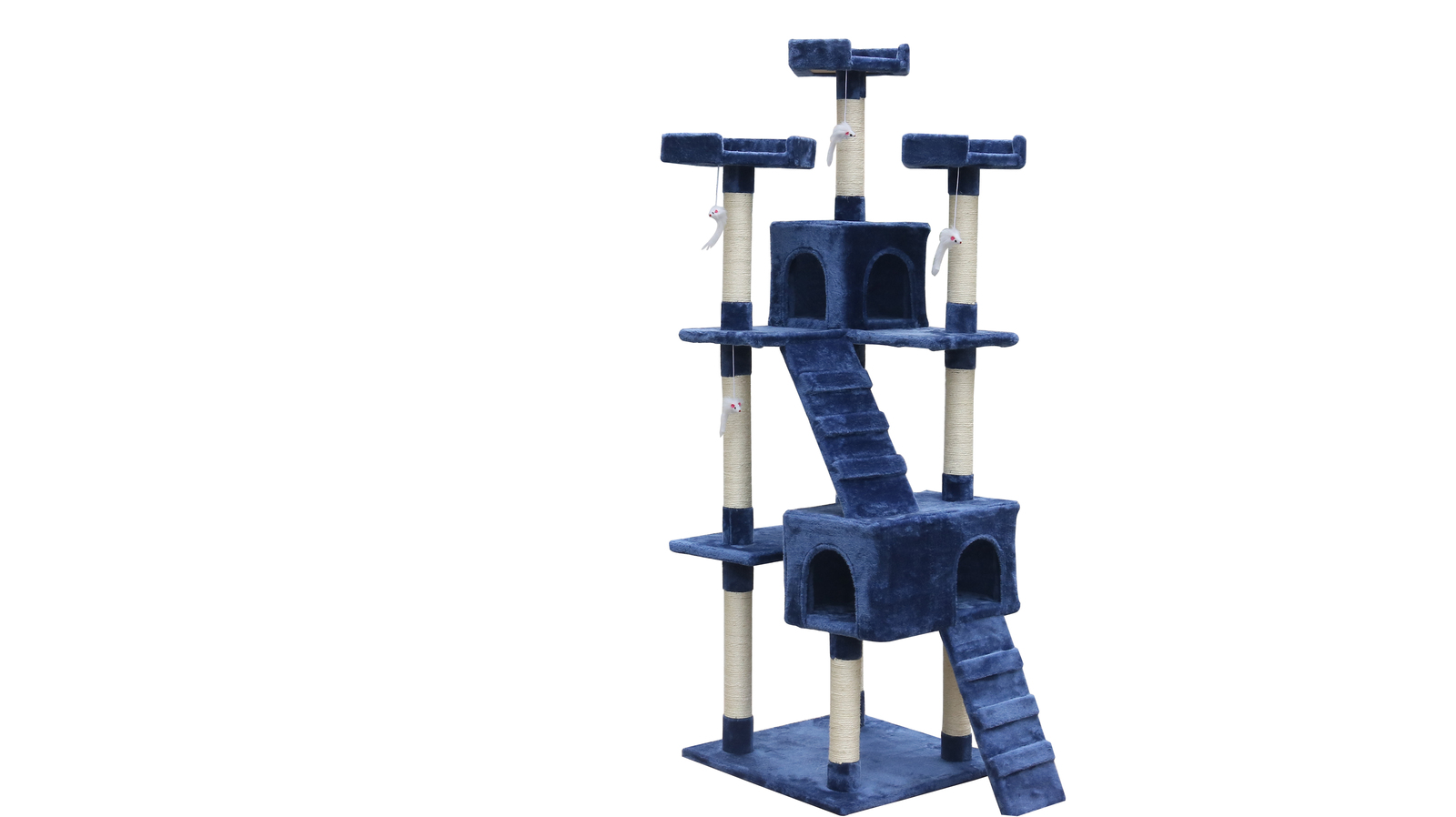 V278-CT182_BLUE-85582-00 YES4PETS 180 cm Cat Kitten Scratching Post Tree W ladder-Blue - Image 1