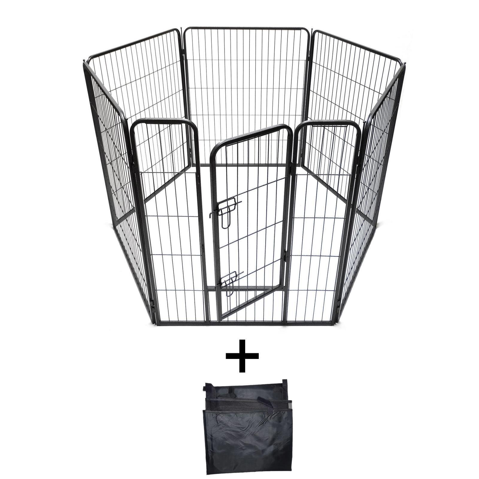 V278-HPL100-6-DOOR-BK-COVER-6-189462-00 YES4PETS 6 Panels 100 cm Heavy Duty Pet Dog Cat Puppy Rabbit Exercise Playpen Fence Extension With Cover - Image 1