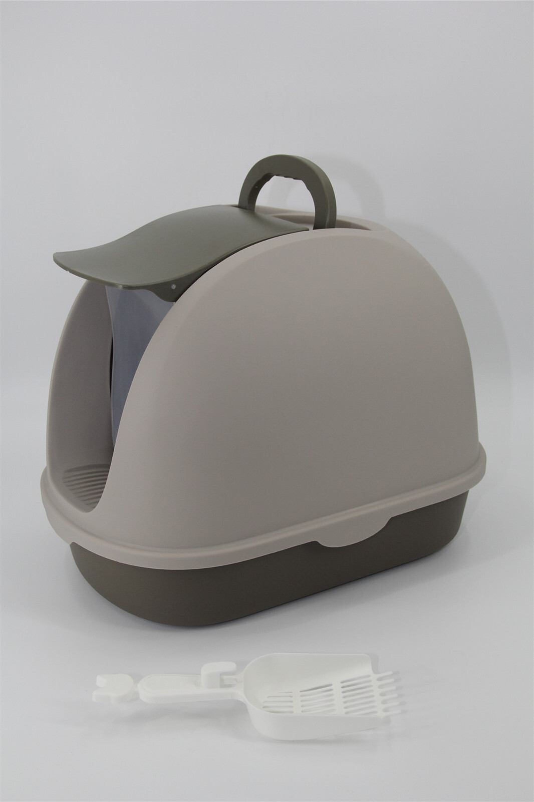 V278-MSP-0007-BROWN-W-ZW-0001-67619-00 YES4PETS Portable Hooded Cat Toilet Litter Box Tray House with Scoop and Grid Tray Brown - Image 1
