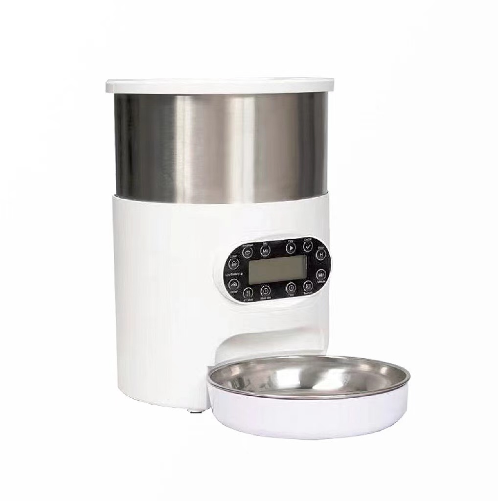 V278-PF124-3L-SS-FOOD-FEEDER-66611-00 YES4PETS Electric Automatic Pet Dog Cat Rabbit Feeder Stainless Steel 3L Dispenser - Image 1