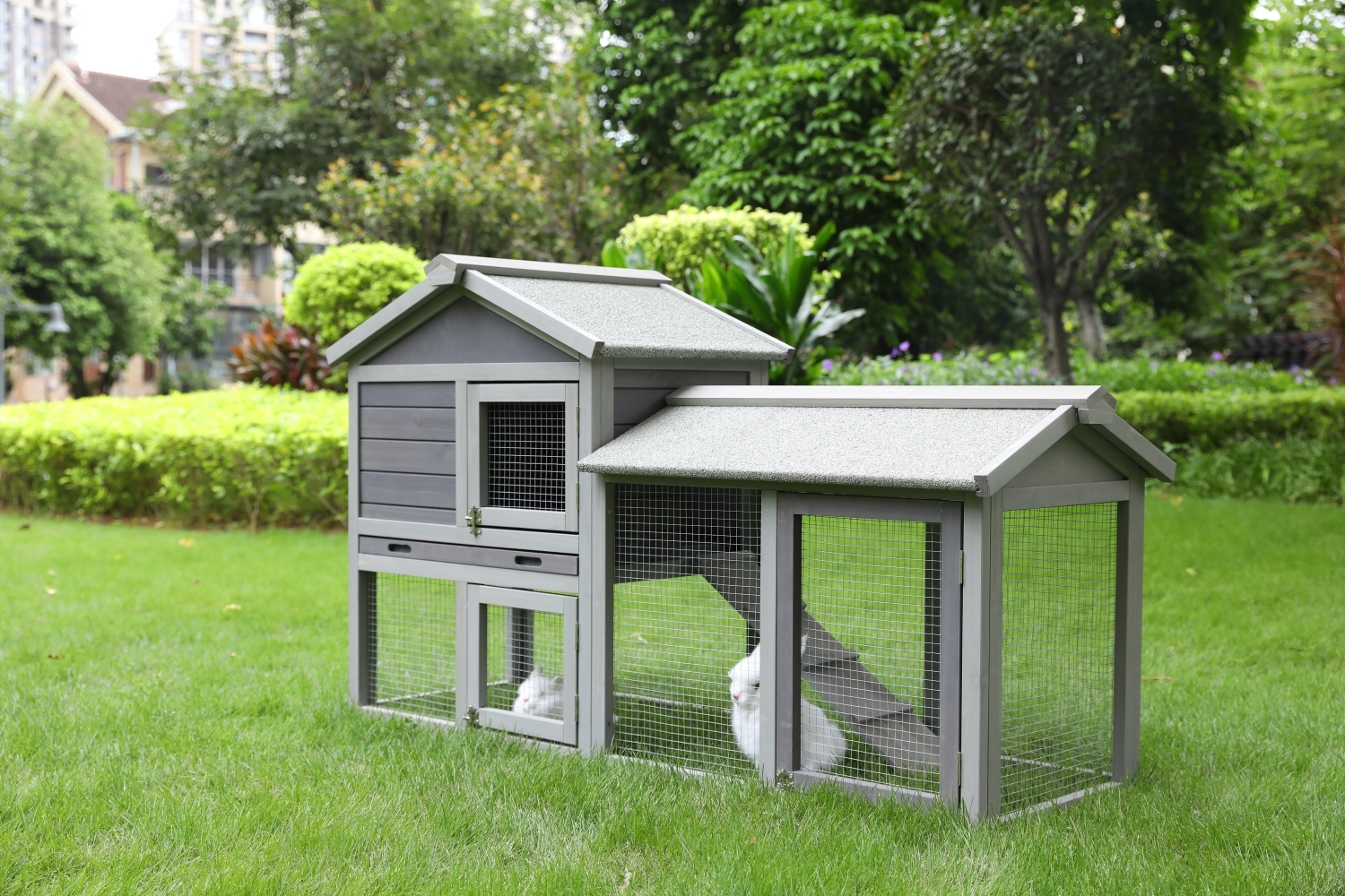 V278-RH431-67775-00 YES4PETS 148cm Rabbit Hutch Quail Run Wooden Cage Guinea Pig Cage House - Image 1